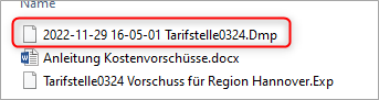 Beispiel für Gebühren Dump